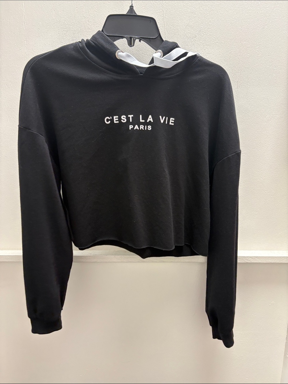 C'EST LA VIE Paris Black Cropped Hoodie - Picture 2 of 3